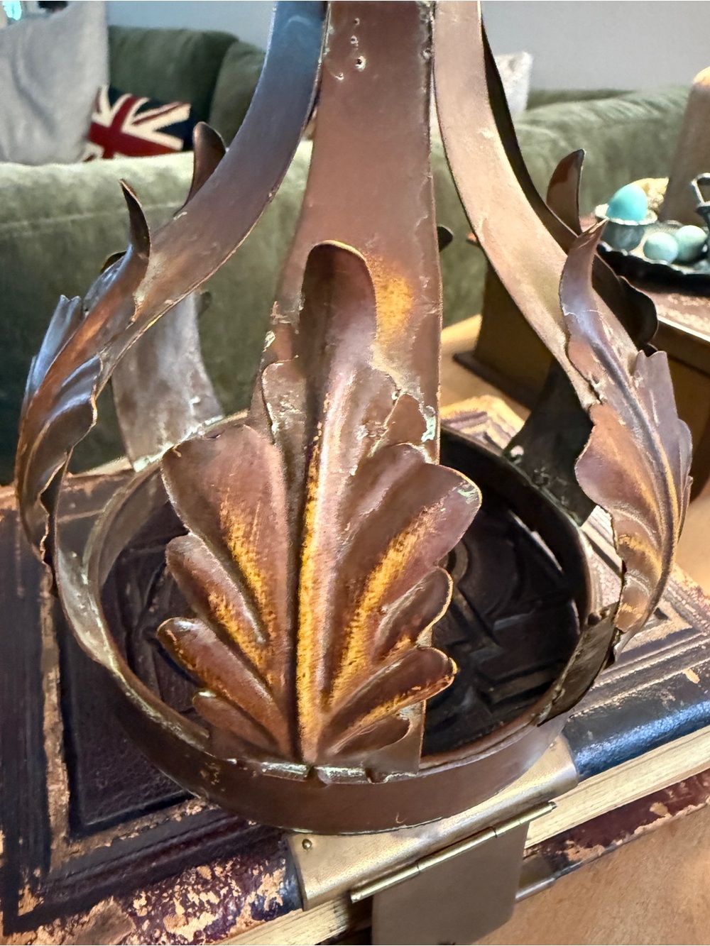 Ornate Copper Metal Decorative Crown Accent - Picture 8 of 16